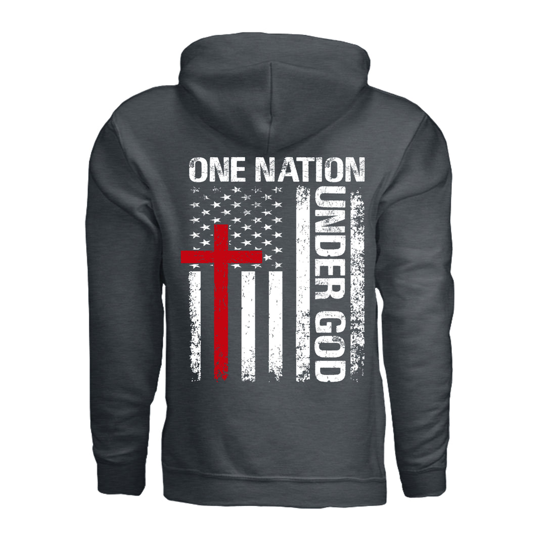 One Nation Under God Hoodie - Dark Heather - Back - Stone &amp; Sling