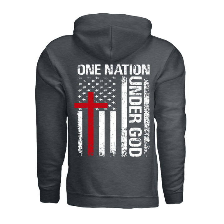 One Nation Under God Hoodie - Dark Heather - Back - Stone &amp; Sling