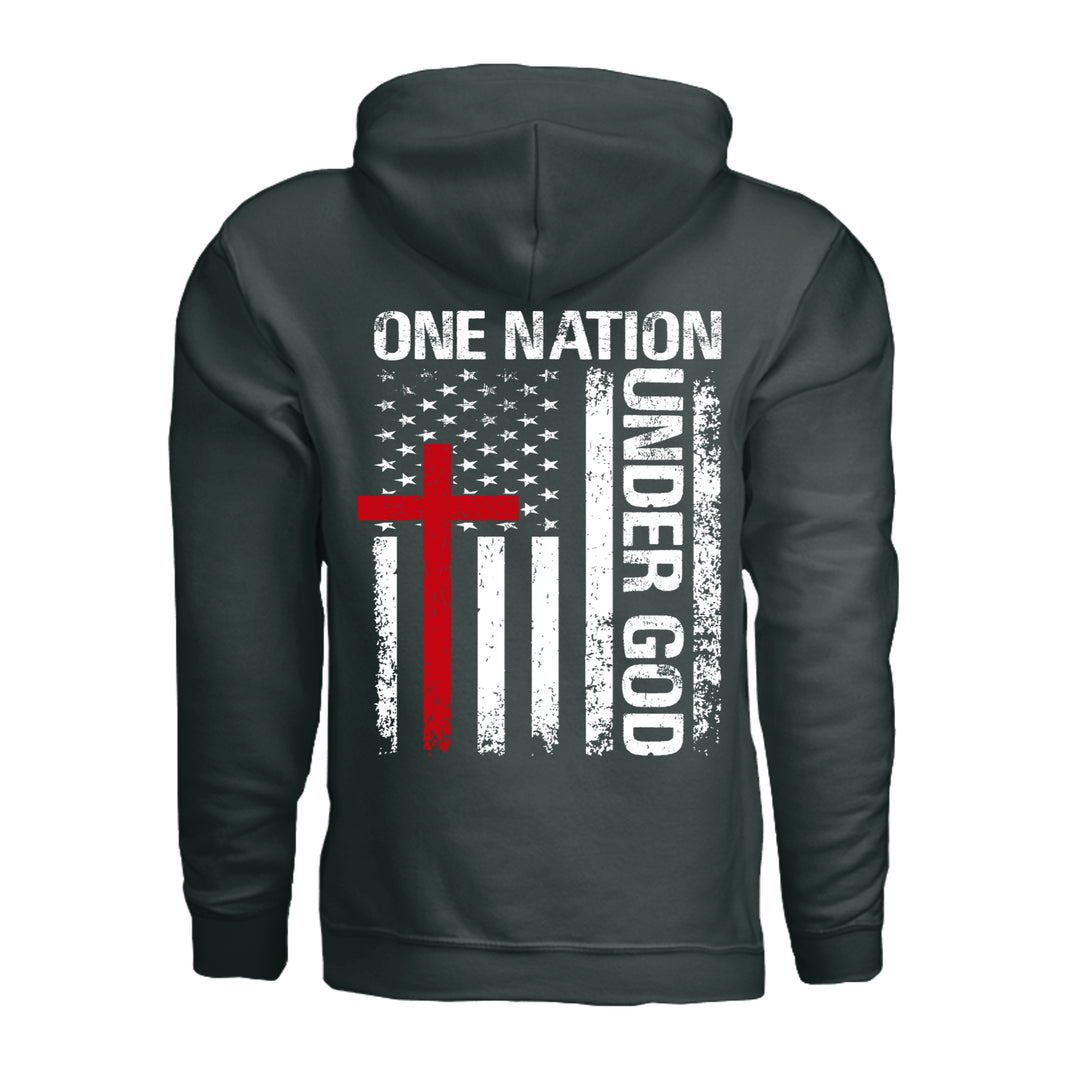 One Nation Under God Hoodie - Forest Green - Back - Stone &amp; Sling