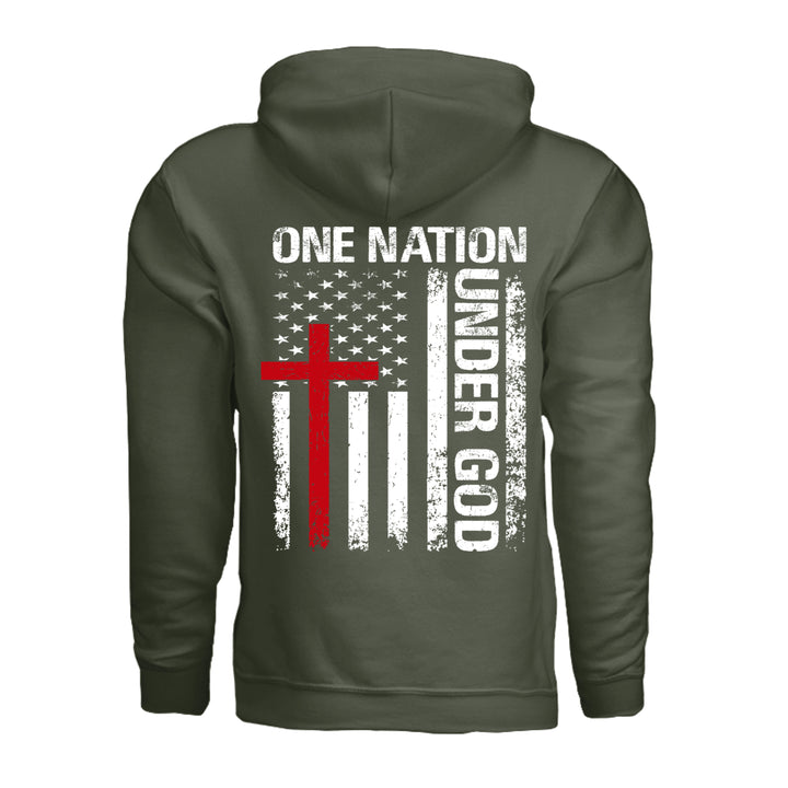 One Nation Under God Hoodie - Military Green - Back - Stone &amp; Sling