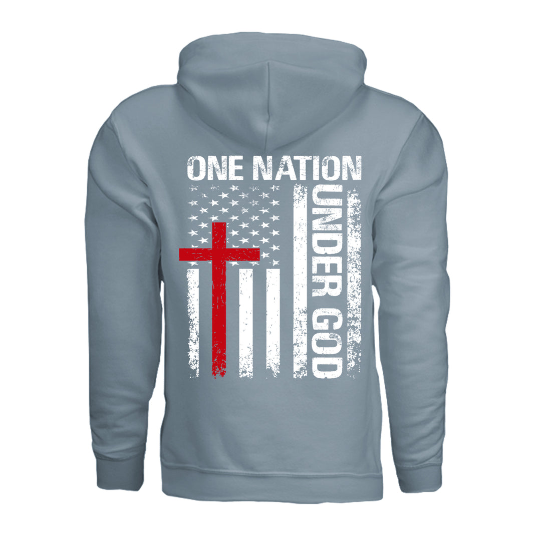 One Nation Under God Hoodie - Stone Blue - Back - Stone &amp; Sling