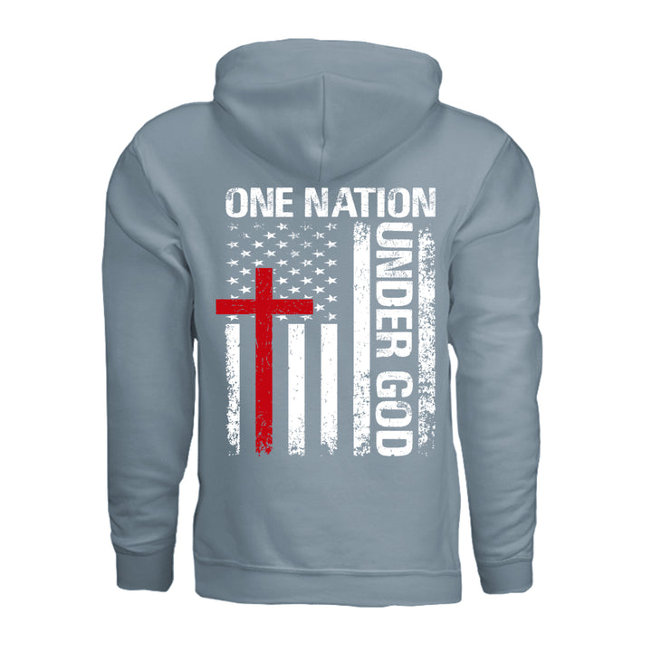 One Nation Under God Hoodie - Stone Blue - Back - Stone &amp; Sling