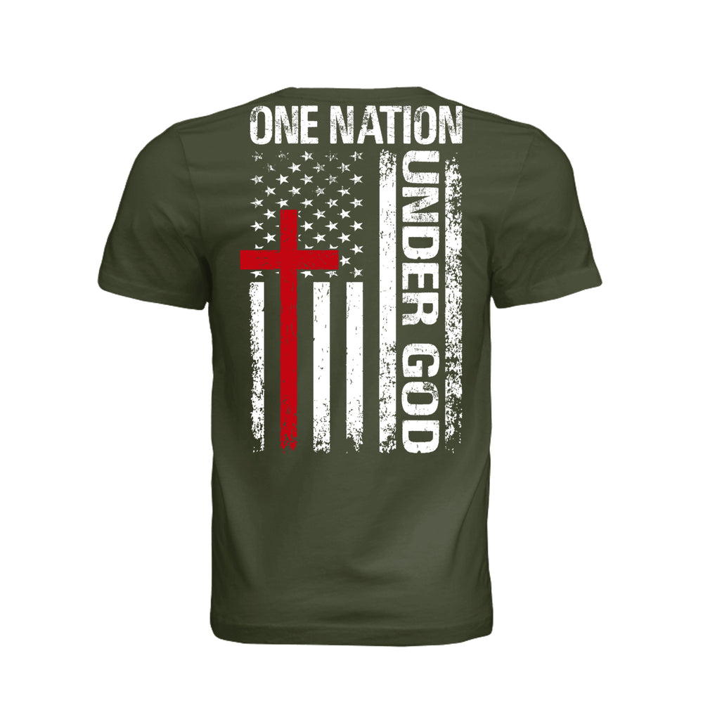One Nation Under God Unisex Tee - Military Green - Back - Stone & Sling