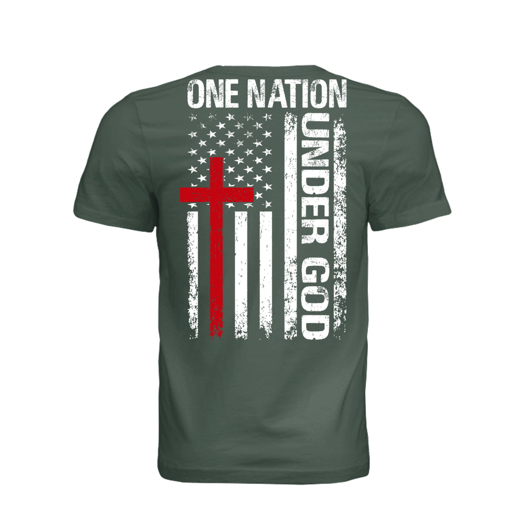 One Nation Under God Unisex Tee - Pine - Back - Stone & Sling