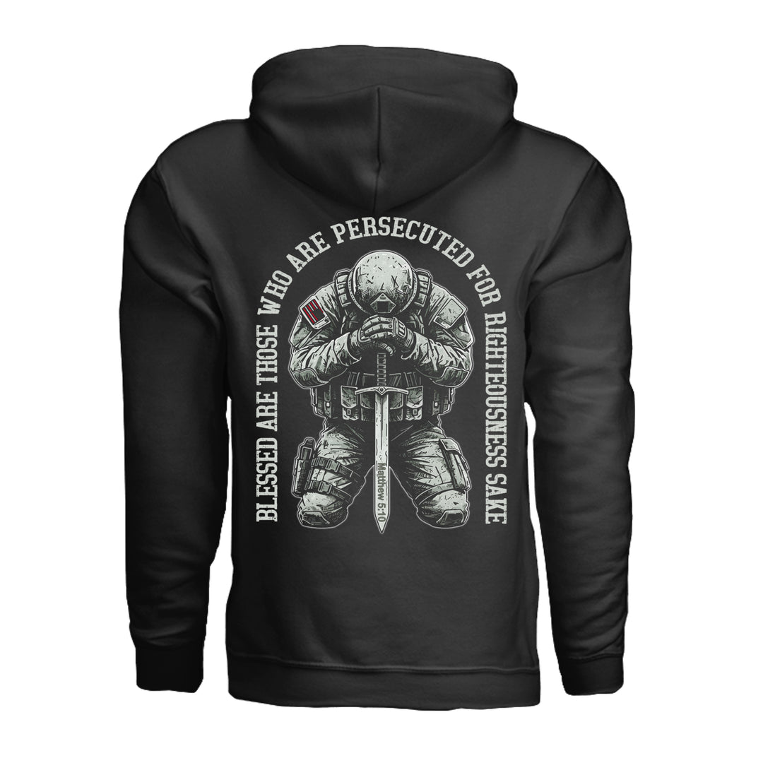 Persecuted for Righteousness Hoodie - Black - Back - Stone & Sling