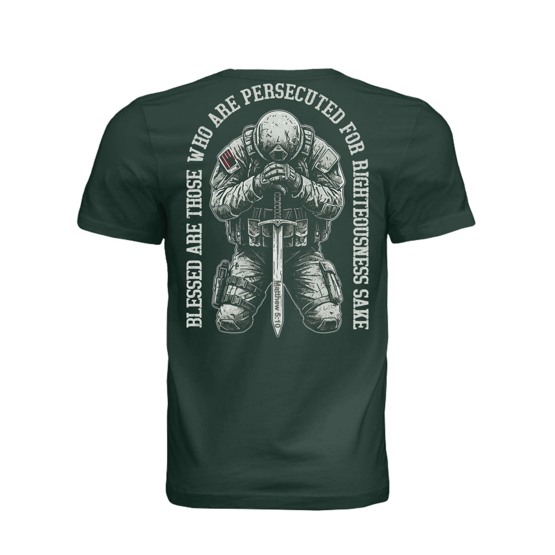 Persecuted for Righteousness Unisex Tee - Hunter Green - Back - Stone &amp; Sling
