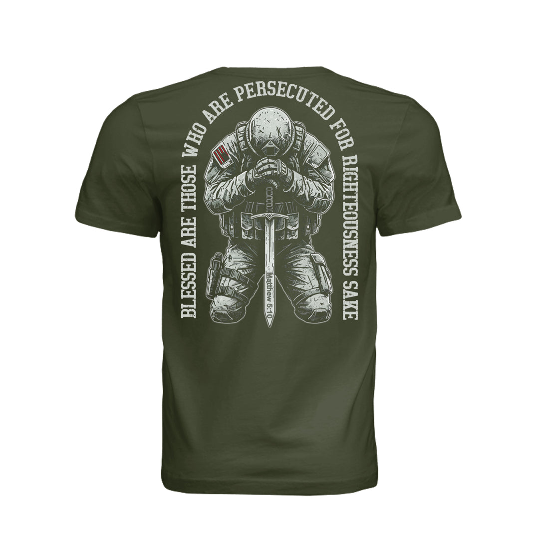 Persecuted for Righteousness Unisex Tee - Military Green - Back - Stone &amp; Sling