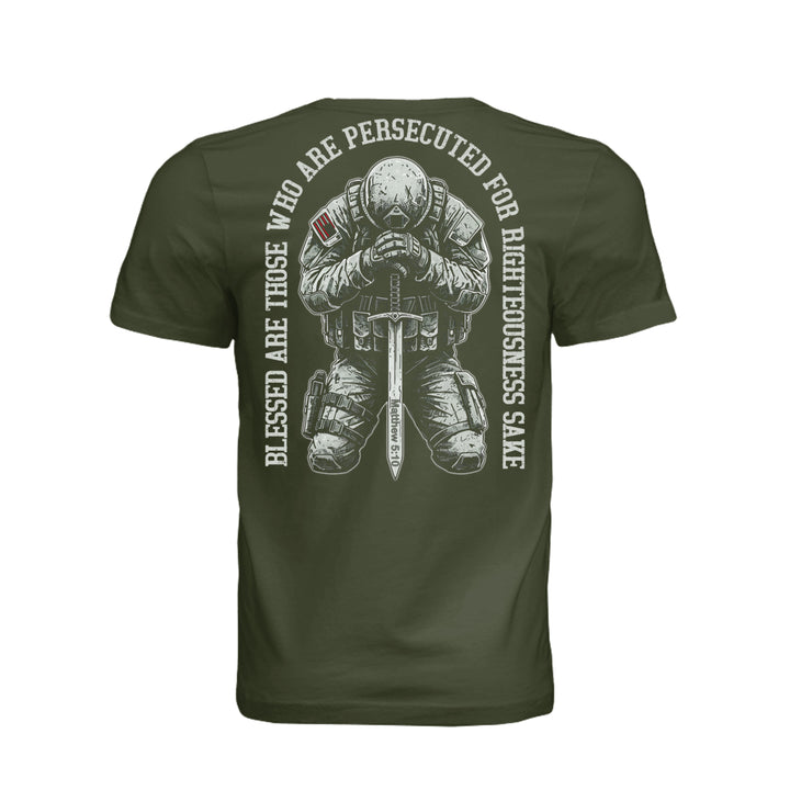 Persecuted for Righteousness Unisex Tee - Military Green - Back - Stone &amp; Sling