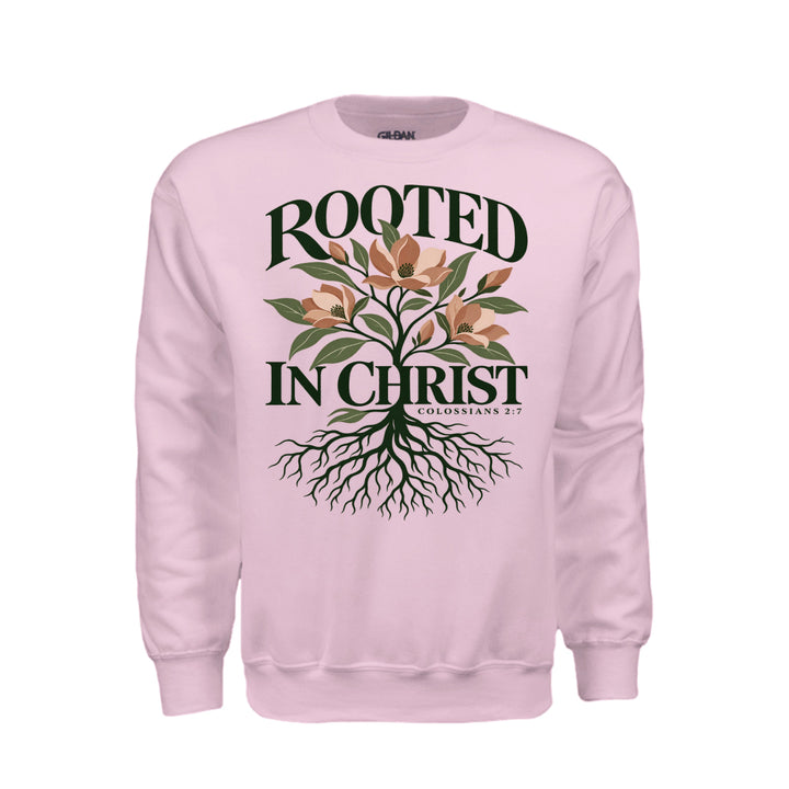Rooted in Christ Sweatshirt - Light Pink - Stone &amp; Sling