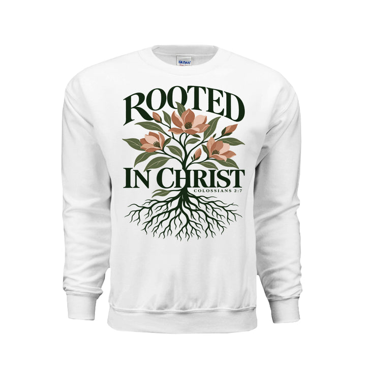 Rooted in Christ Sweatshirt - White - Stone &amp; Sling