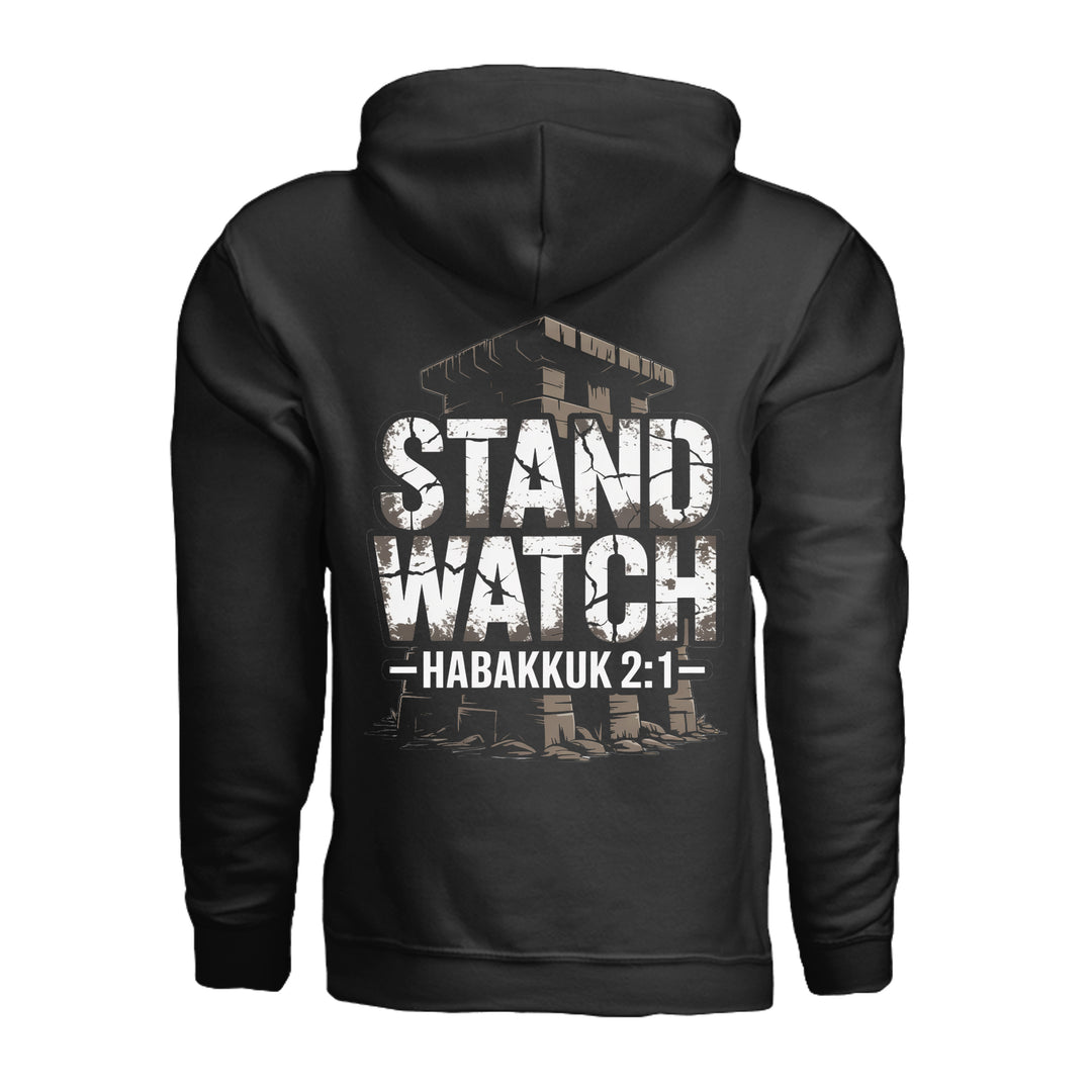 Stand Watch Hoodie - Black - Back - Stone & Sling
